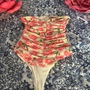 Zara Blue and Pink Floral Swimwear